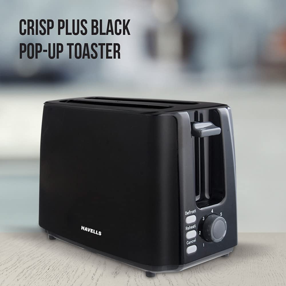 Havells Crisp Plus 750 Watts Pop up Toaster (Black)