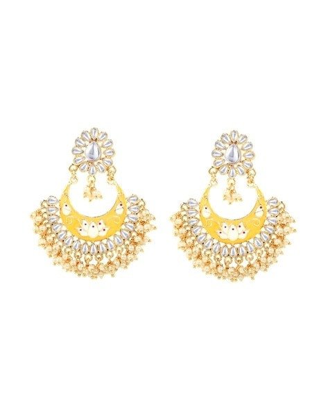 Kundan and Beads Studded Drop Earrings